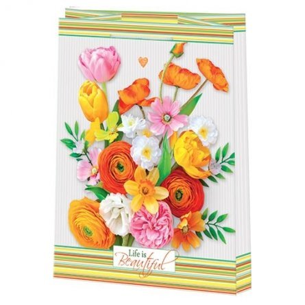 Пакет подарочный бумажный Мир открыток (L+) 26*32,7 см, "Яркий букет весенних цветов", ламинация фото 1