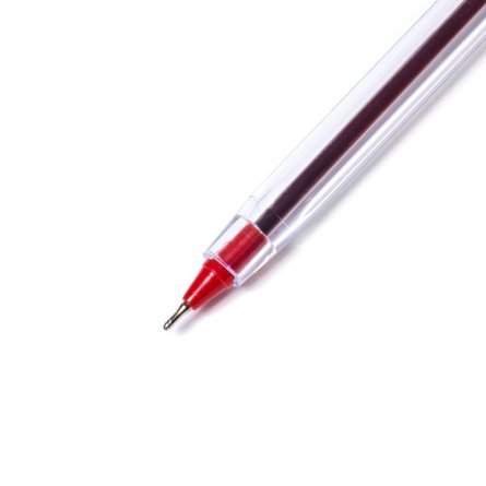 Ручка шариковая Todays "Ball Clossy", 0,7 мм, красная, игольчатый наконечник, круглый, прозрачный, пластиковый корпус, картонная упаковка фото 3