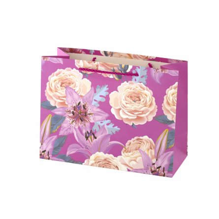 Пакет подарочный бумажный Alingar, (L+) 26х32х11 см, горизонтальный,  "Цветы", матов. ламинация, ассорти фото 3
