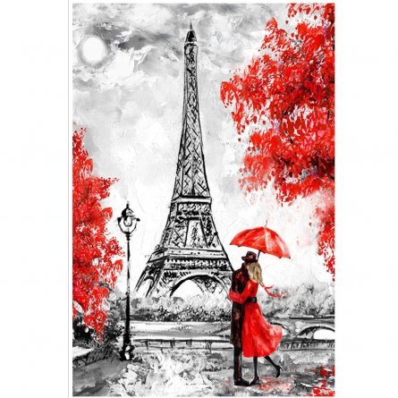Алмазная мозаика Alingar, на подрамнике, с полным заполнением, (матов.), 20х30 см, 20 цветов, "Любовь в Париже" фото 1