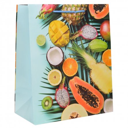 Пакет подарочный Миленд, 26,4*32,7*13,6см, глянцевая ламинация "Тропические фрукты" фото 1