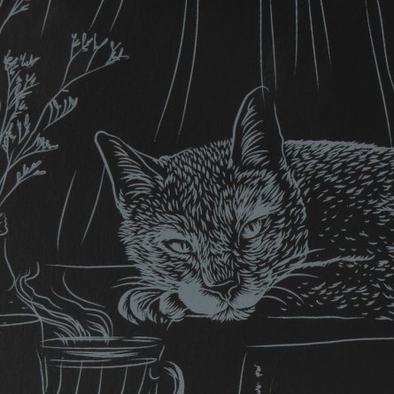Гравюра с эффектом серебра Lori, А4, картонный конверт, "Русская голубая кошка" фото 3