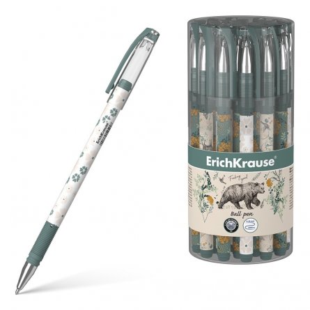 Ручка шариковая Erich Krause "ColorTouch. Stick Natural Life", 0,7 мм, синяя, метал. наконечник, грип, матовый круглый пласт. корпус, пласт. тубус фото 1