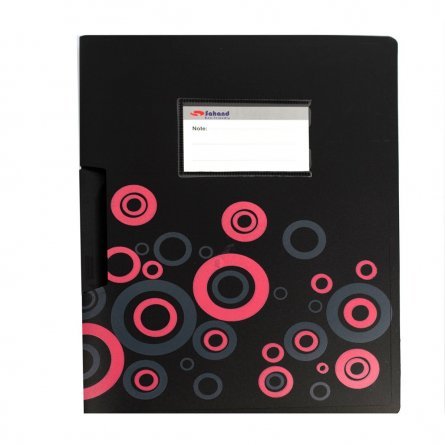 Папка-скоросшиватель Sahand, А4, 230х310 мм, 150 мкм, пластик, черная матовая, цветной рисунок,поворотный зажим, карман для визитки, "Black C" фото 2