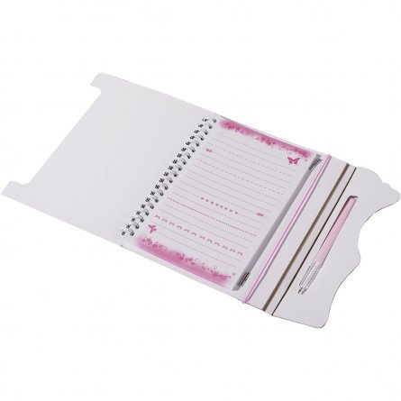 Подарочный блокнот 14,0 см * 18,0 см , гребень, Alingar, ламинация, вырубка, резинка, ручка, 50 л., линия, "Жемчужное сердечко", розовый фото 2