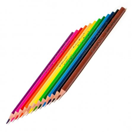 Карандаши цветные Yalong деревян.в метал.тубус "Color",12 цв., трехгранные, заточенные фото 2