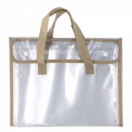 Папка-картотека с ручками Alingar, A4, 260х330 мм, 470 мкм, горизонтальная, на кнопках, 13 отделений, прозрачная, глянец, бежевый цвет фото 1