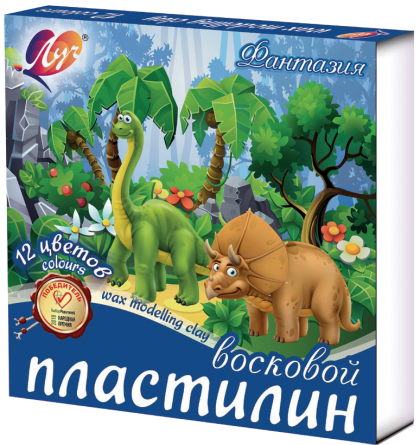 Пластилин Луч, 12 цветов, "Фантазия", 180 гр., со стеком, картонная упаковка фото 2