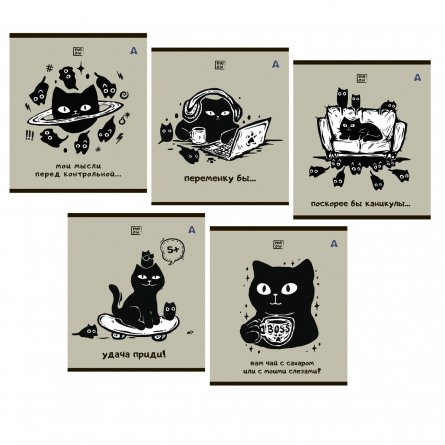 Тетрадь 48л, А5, клетка, Alingar "Удача приди", скрепка,мелованный картон (стандарт) Soft touch,  блок офсет, 5 дизайнов в пленке т/у фото 1