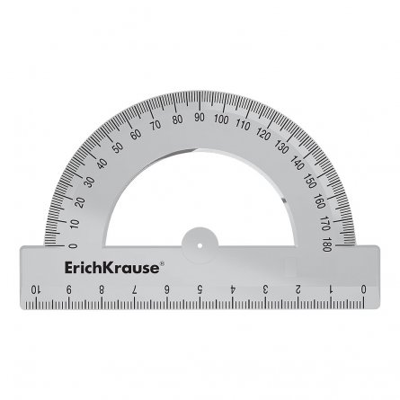 Транспортир 10 см, 180 градусов, Erich Krause Clear, пластик, прозрачный фото 3