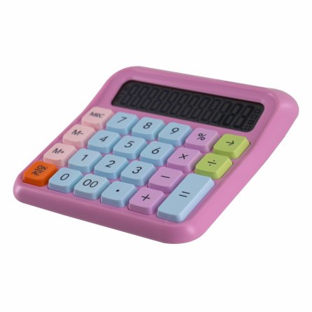 Калькулятор Alingar 12 разрядов, 138*135*15 мм, двойное питание, розовый, ААА батарея не в комплекте фото 2