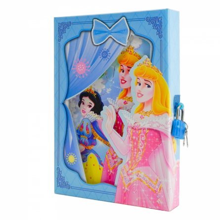 Подарочный блокнот в футляре А5, 7БЦ, Alingar, ламинация, замочек, 42 л., линия, "Принцесса", голубой фото 1