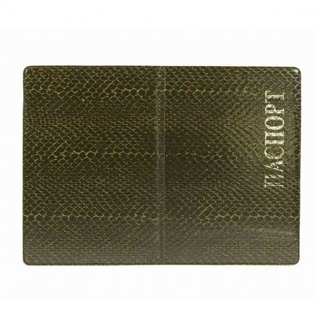 Обложка для паспорта, натур. кожа, зеленая, тиснение золото, "Шик" фото 2