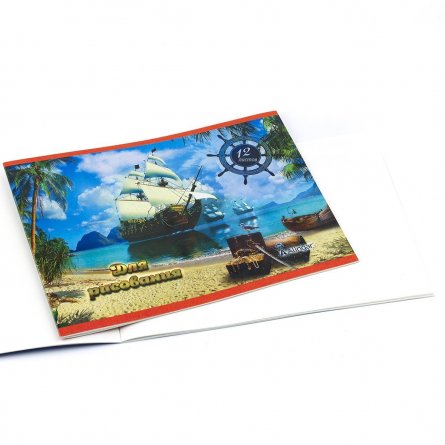Тетрадь для рисования 19,5*27,5 см., 12л., Alingar, на скрепке, мелованный картон, "Море" фото 2