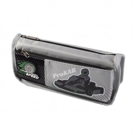 Пенал - косметичка, боковой карман, Alingar, ткань, молния, 210х90х60 мм, "Pro kar", серый фото 2