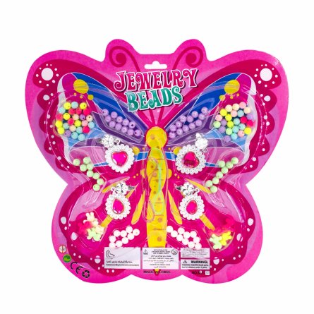 Набор для создания украшений-бусины Alingar, 280х295х15мм, "Бабочка 4", 3 вид. бус., серьги, 2х0,5 м леска, блистер с европод. фото 1
