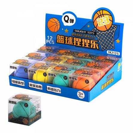 Мялка-антистресс " Баскетбольный мяч", цвет ассорти,  индивидуальная упаковка, 12 шт. в картонной упаковке фото 2