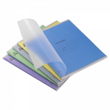 Тетрадь 24л., линия, обложка пластик, Alingar, скрепка, блок офсет, 100% белизна,  "Микс пастель", 5 дизайнов в пленке т/у фото 2