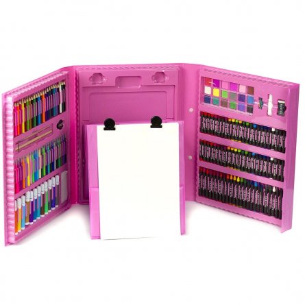 Набор для творчества (рисования) Alingar, 176 предметов, в пластиковом чемоданчике с ручкой, "Pink" фото 4