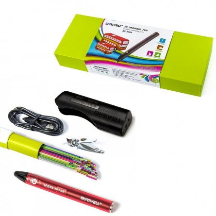 Ручка 3D Myriwell RP300A-B, пластик PCL - ассорти, красная, картонная упаковка фото 1