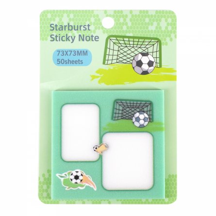 Прозрачные стикеры для заметок с клеевым краем, Alingar, 73 х 73 мм, 50 л., покрытие starlight touch, "Goalkeeper", зеленый, водонепрониц., европодвес фото 1