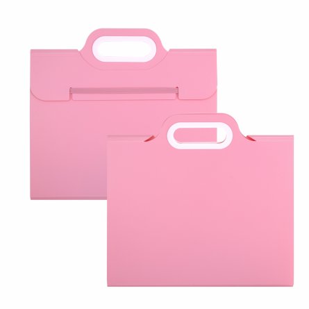 Папка-картотека Alingar, 332х302 мм, 700 мкм, на резинке, прорезная ручка, пластик, 11 отделений, розовый фото 1