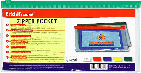 ZIP-пакет на молнии ErichKrause,Travel, прозрачная, "PVC Zip Pocket" фото 1