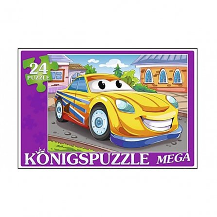 Пазл мега 24 элемента,РЫЖИЙ КОТ, "Желтая машинка"  Koningspuzzle фото 1