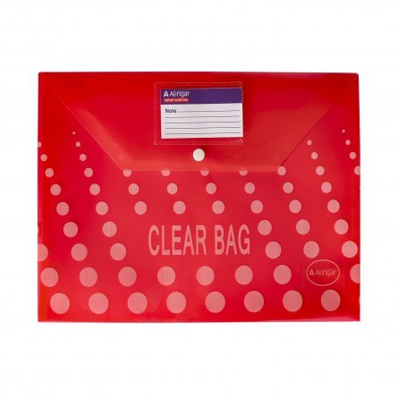 Папка-конверт на кнопке  Alingar, A4, 250х360 мм, 150 мкм, карман для визитки, ассорти, прозрачная с рисунком, "Clear Bag" фото 6
