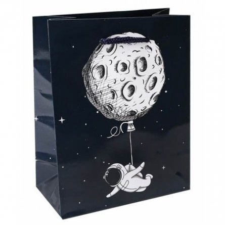 Пакет подарочный Миленд, 18*23*8 см (M), глянцевая ламинация  "Космонавт с шариком" фото 1