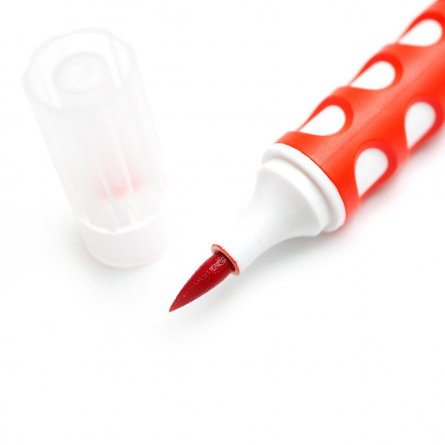 Фломастеры-кисточка, 12 цв, Yalong, смываемые чернила, корпус круглый, вентилируемый колпачок, пенал пластиковый с ручкой фото 4