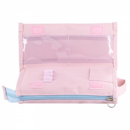 Пенал - косметичка Alingar, ткань, молния, 2 отделения, 2 боковых кармана, липучка, петля, 200 х 90 х 45 мм, "Happy Day", микс (розов, голуб, сиренев) фото 5