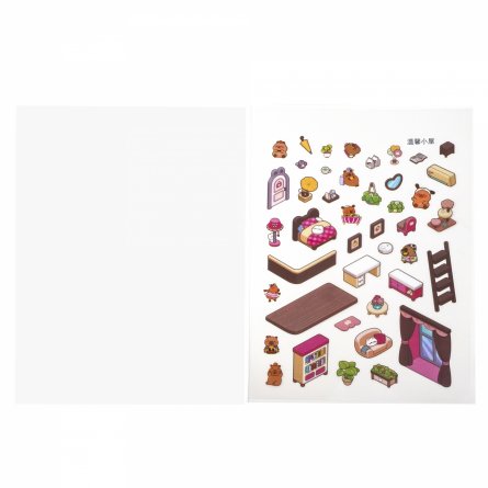 Наклейки для творчества - антистресс набор, 135*195 мм, "MIX CAPYBARA", MINI, 5D стикеры, 4 комнаты, 4 листа с наклейками, 24 шт/уп, шоу-бокс фото 17