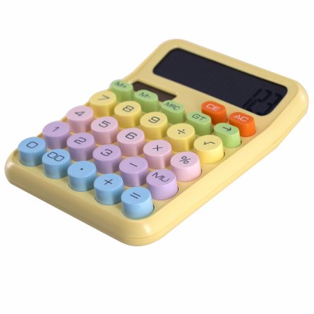 Калькулятор Alingar 12 разрядов, 158*125*18 мм, двойное питание, желтый, ААА батарея не комплекте фото 2