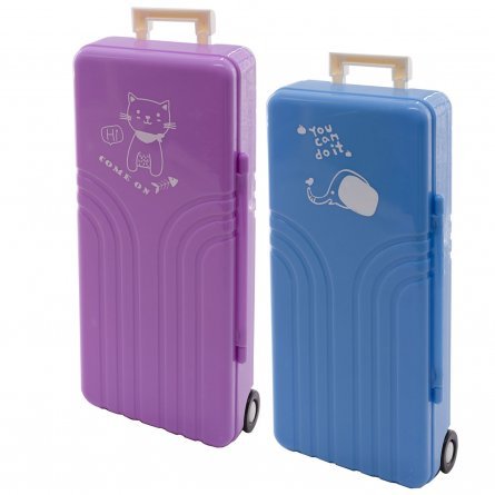 Пенал, чемодан, Alingar, пластик, дополнительный отсек, 80 х 195 мм, фиолетовый фото 1