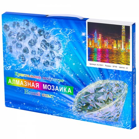 Алмазная мозаика Alingar, на подрамнике, с полным заполнением, (матов.) дизайн рамка, 30х40 см, 20 цветов, "Огни города" фото 2