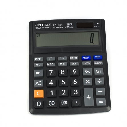 Калькулятор Alingar 14 разрядов, 195*154*11 мм, двойное питание, черный, "CT-9112N" фото 2