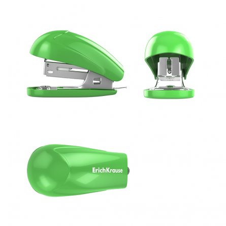 Степлер-мини №24/6, 26/6 ErichKrause Compact Neon  на 20 л., корпус пластик, ассорти фото 3