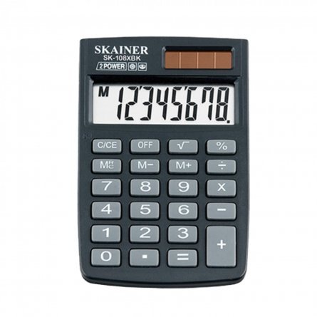 Калькулятор SKAINER 8 разрядов, 58*88*10 мм, черный, "SK-108XBK" фото 1