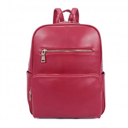 Рюкзак женский 1 отделение, 28х32х12 см, GRIZZLY, экокожа, три кармана, два боковых кармана, красный фото 1