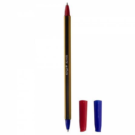 Ручка шариковая Alingar "Stripy", 0,7 мм, двусторонняя (синяя, красная), игольчатый наконечник, шестигранный, цветной, пластиковый корпус, картон. уп. фото 2