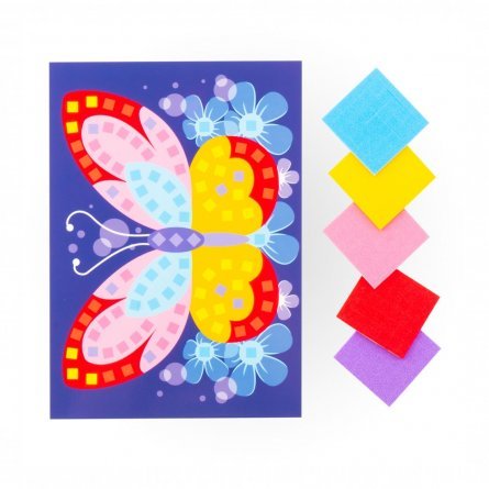 Набор для творчества мягкая мозаика, самоклеящие детали, Lori, 210х150х5 мм, европодвес, "Яркая бабочка" фото 2