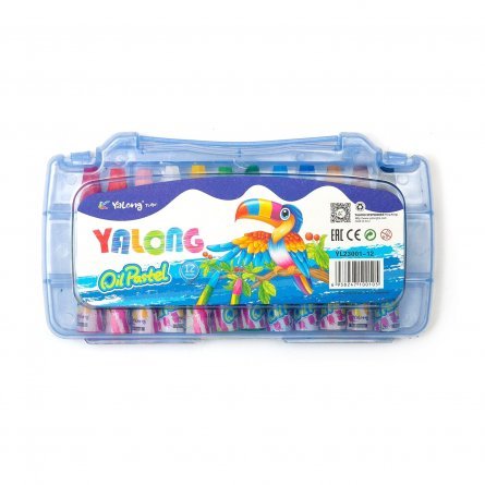 Пастель масляная Yalong "Тукан", 12 цветов, шестигранная, в пластиковом пенале с ручкой фото 1