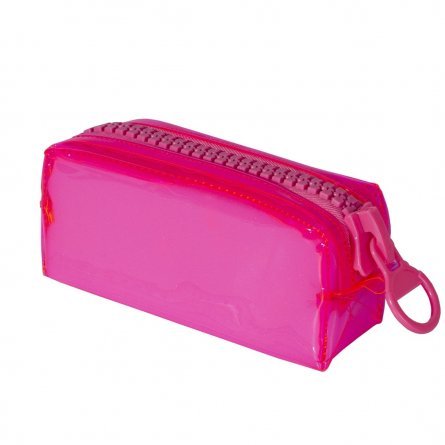 Пенал-косметичка Alingar, ПВХ-силикон, объемная розовая молния, 100 х 210 мм, прозрачный, розовый фото 1