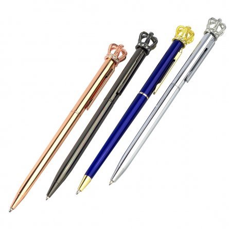 Ручка подарочная шариковая Alingar "Корона", 1,0 мм, синяя, поворотный механизм, круглый, цветной, металлический корпус, картонная упаковка фото 1
