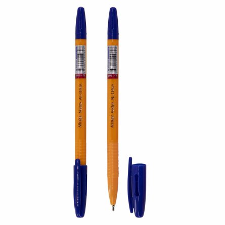 Ручка шариковая Alingar на масляной основе "Vectro-А", 1 мм, синяя, игольч. наконечник, грип, шестигран. оранж. пластик. корпус, 50 шт/уп, карт. уп. фото 2