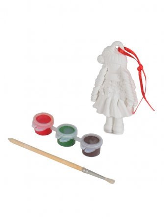 Гипсовая фигурка для раскрашивания красками, 8 см, с кистью и красками, пакет с европодвесом, "Девочка" фото 2