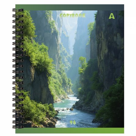 Тетрадь 96л., А5, клетка, Alingar, гребень, блок офсет, мелованный картон, "Пейзажи", 2 дизайна в пленке т/у фото 3