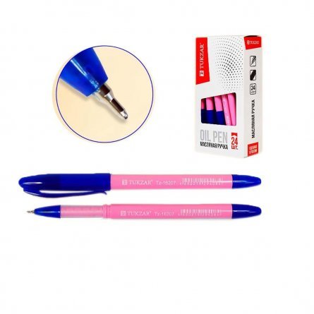 Ручка шариковая на масляной основе, TUKZAR, 0,5 мм  синяя, розовый  корпус фото 1