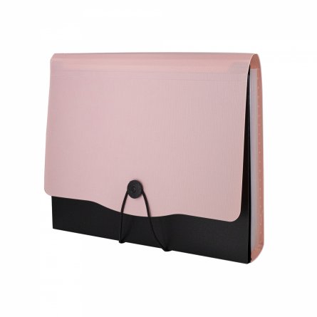 Папка-картотека Alingar, A4, 330х250 мм, 600 мкм, на пуговице, пластик, 13 отделений, папка-планшет, розовый клапан фото 2